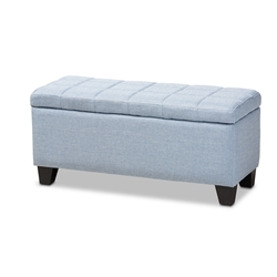 Baxton Studio Fera Modern and Contemporary Light Blue Fabric Upholstered Storage Ottoman